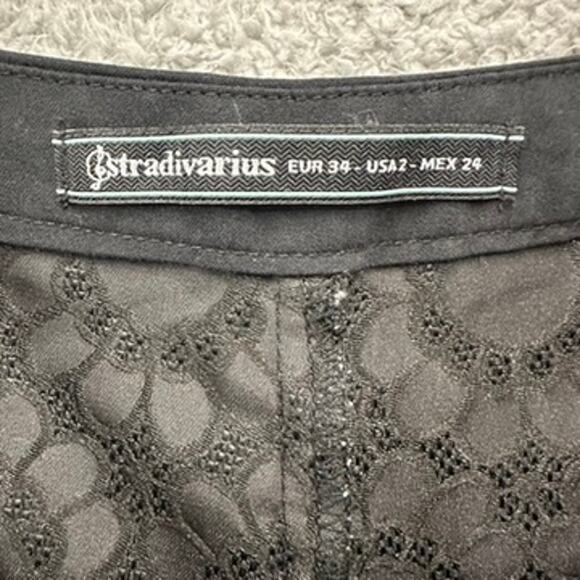 Stradivarius Women's Size 2 Black Short Shorts Flower Pattern Side Zip Summer - Picture 5 of 7